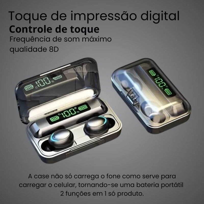 Fone De Ouvido Sem Fio F9-5 Display Led Power Bank Audio Premium Fone F9