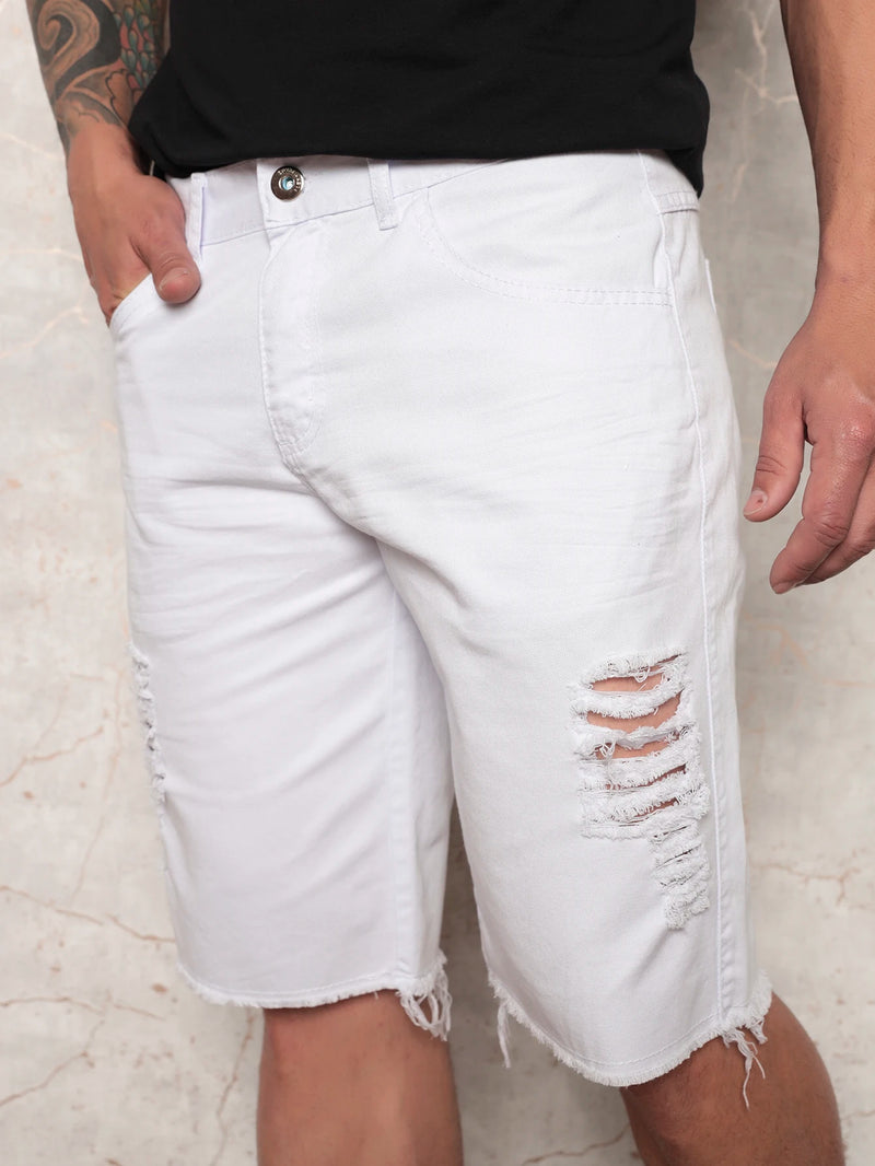 Shorts Masculino Sarge Branco Modelo Shed Bar e Rar Moda Casual