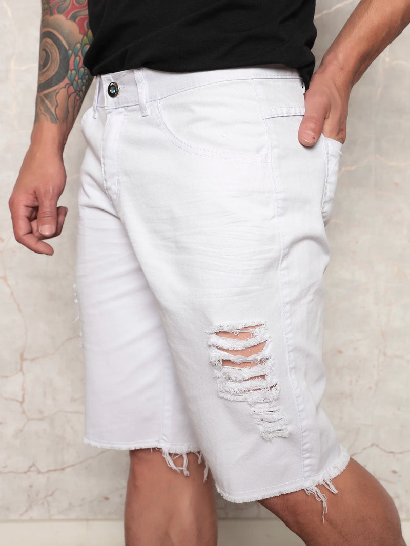 Shorts Masculino Sarge Branco Modelo Shed Bar e Rar Moda Casual