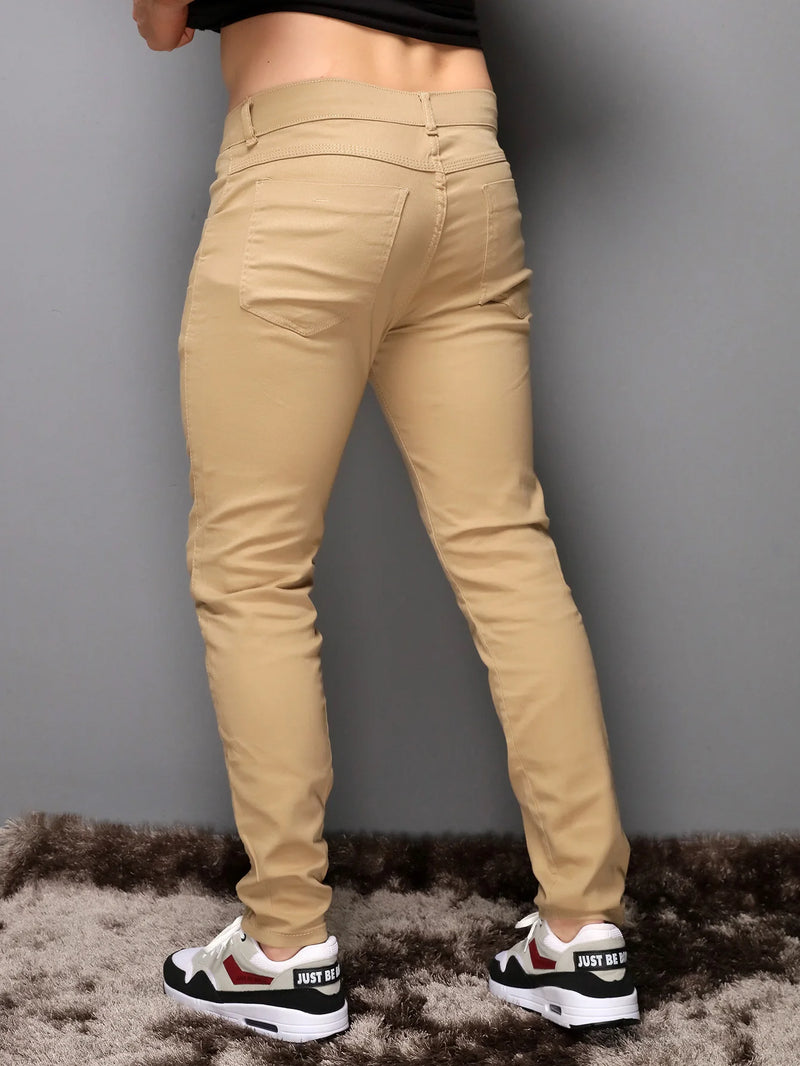 Calça Skinny Sarja Masculina Casual Elastano