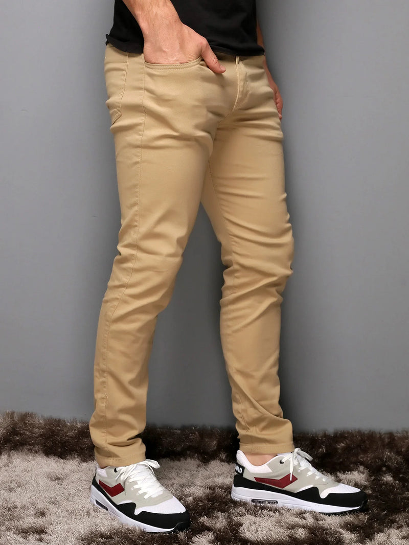 Calça Skinny Sarja Masculina Casual Elastano