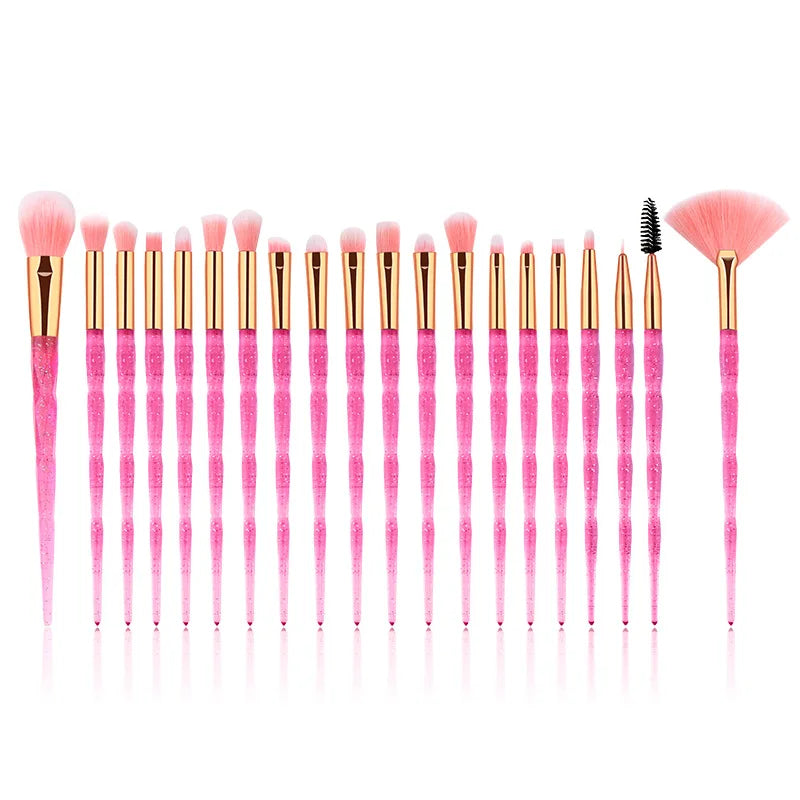 Kit de Pincéis C/ 20 Unidades Diamond Transparentes - Glamour e Precisão para Seu Ritual de Beleza
