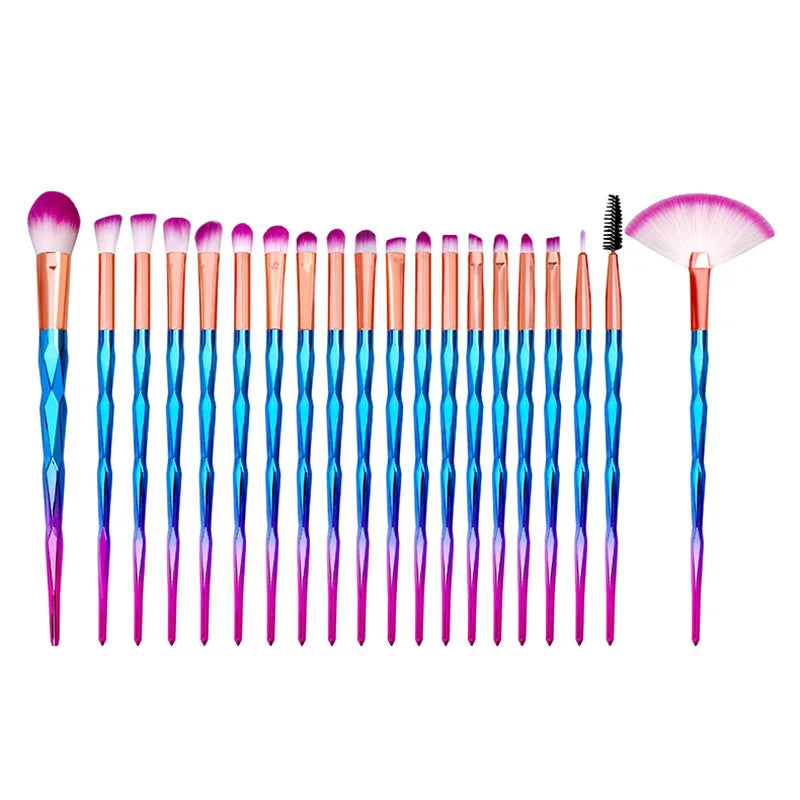 Kit de Pincéis C/ 20 Unidades Diamond Transparentes - Glamour e Precisão para Seu Ritual de Beleza