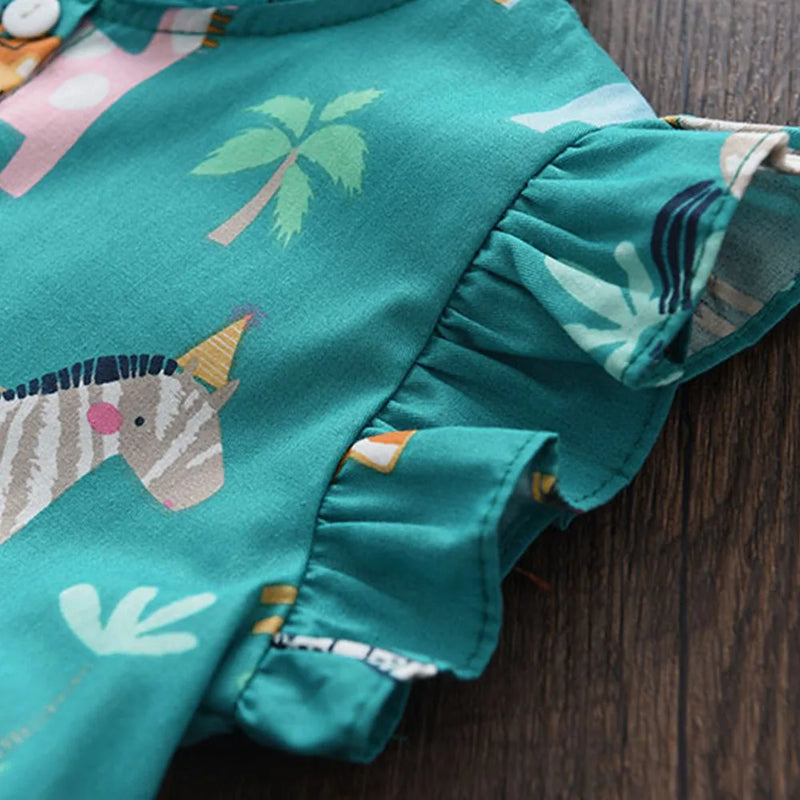 Vestido Infantil Floral Bear Leader – Verão Fashion para Meninas com Estampa de Princesa
