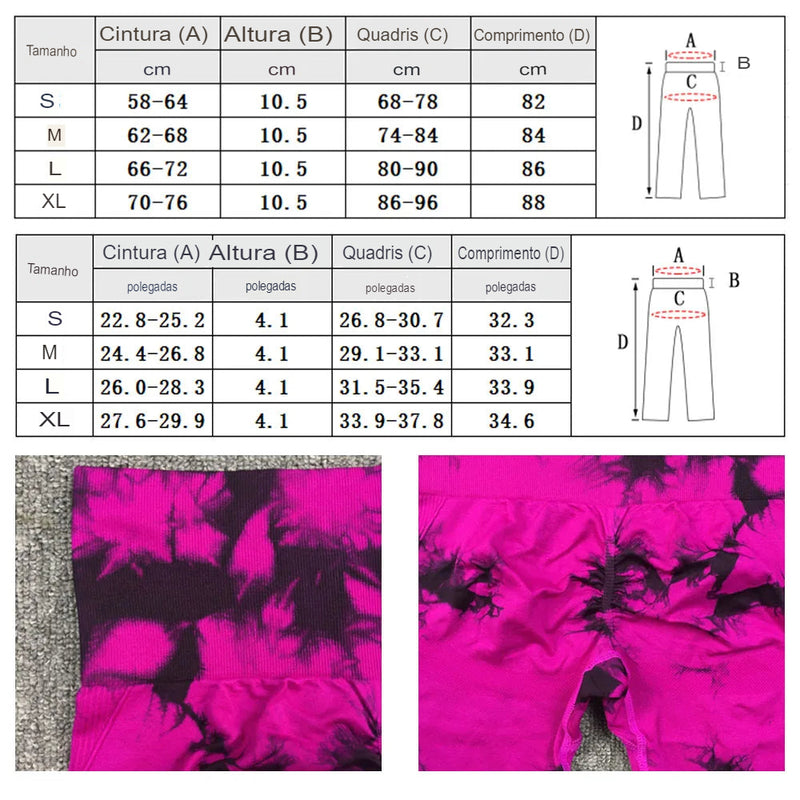 Leggings levanta bumbum Sem Costura Tie-Dye para Mulheres - Cintura Alta, Efeito Push-Up e Controle da Barriga para Treinos e Fitness