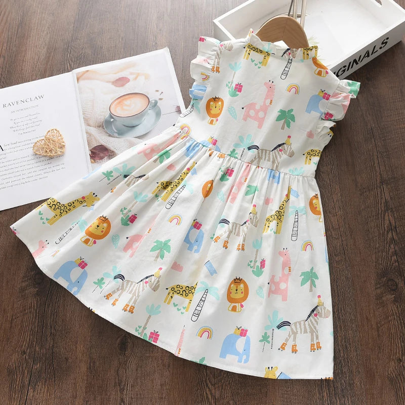 Vestido Infantil Floral Bear Leader – Verão Fashion para Meninas com Estampa de Princesa