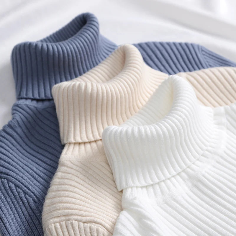 Suéter Feminino Heliar de Gola Alta – Pulôver de Malha Macia em Cashmere, Básico e Elegante para Outono/Inverno 2024