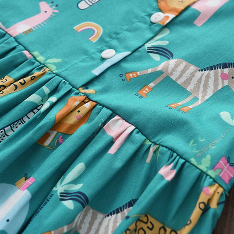 Vestido Infantil Floral Bear Leader – Verão Fashion para Meninas com Estampa de Princesa