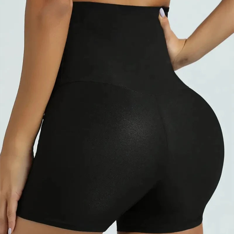 Shorts de Yoga de Cintura Alta com Cinta Modeladora - Shorts de Fitness Feminino que Realça a Cintura e Levanta o Bumbum