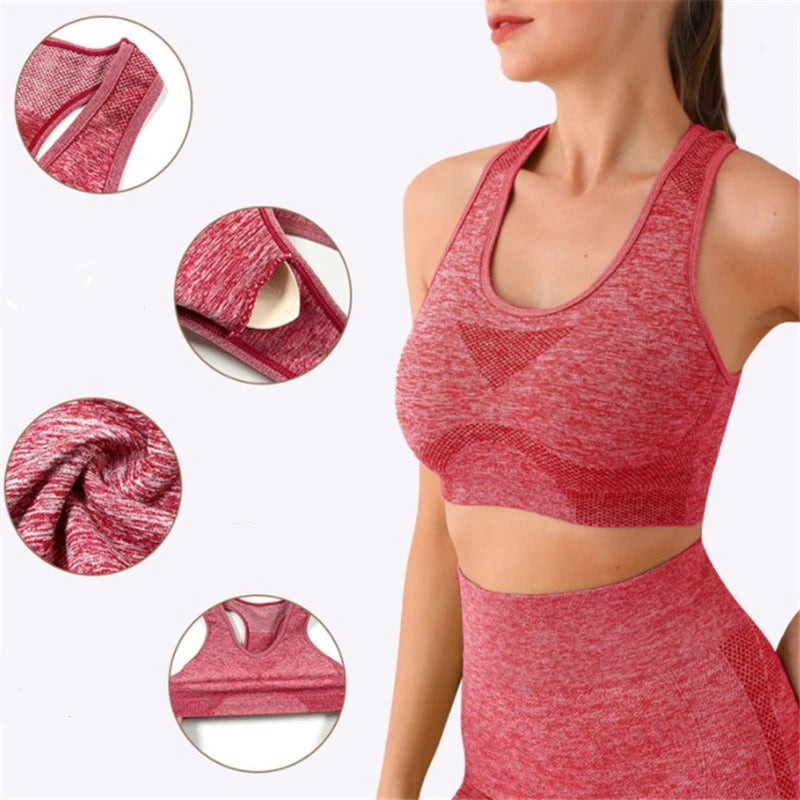 Conjunto Feminino de Treino Sem Costura - Shorts, Sutiã Esportivo para Academia
