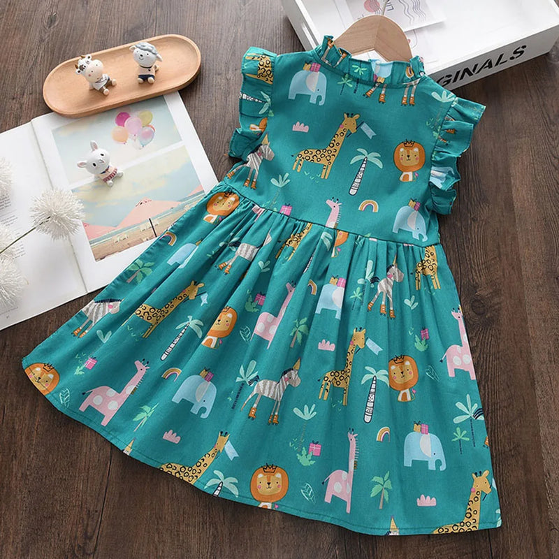 Vestido Infantil Floral Bear Leader – Verão Fashion para Meninas com Estampa de Princesa