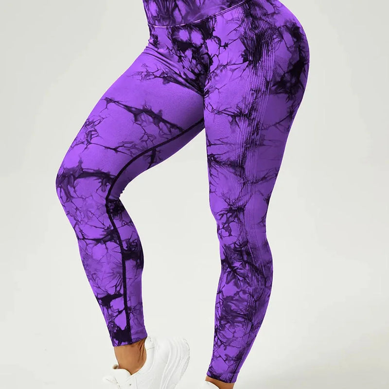 Leggings levanta bumbum Sem Costura Tie-Dye para Mulheres - Cintura Alta, Efeito Push-Up e Controle da Barriga para Treinos e Fitness